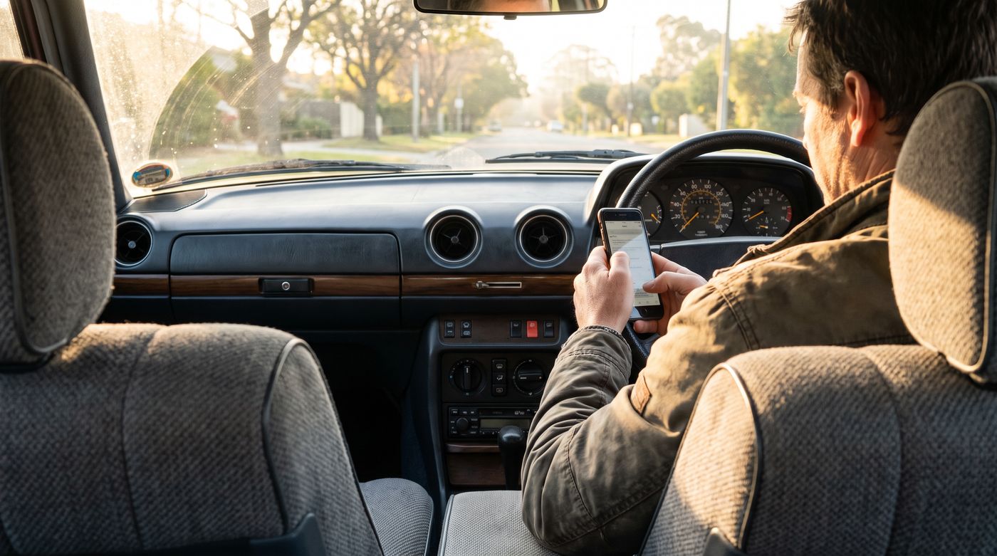 A driver using Raincheck from the car